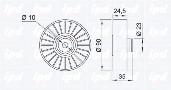 IPD 15-0947 Deflection/Guide Pulley, v-ribbed belt